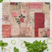 Vintage Romantische Roos Collage (1) Theedoek (Gevouwen)