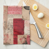Vintage Romantische Roos Collage (1) Theedoek (Quarter Fold)