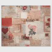 Vintage Romantische Roos Collage (2) Cadeaupapier (Vlak)