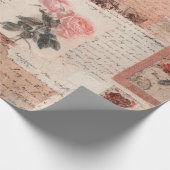 Vintage Romantische Roos Collage (2) Cadeaupapier (Hoek)