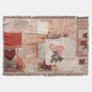 Vintage Romantische Roos Collage (2) Deken