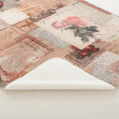 Vintage Romantische Roos Collage (2) Sherpa Deken (3/4)