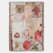 Vintage Romantische Roos Collage (3) Deken (Voorkant Verticaal)