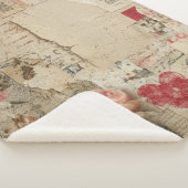 Vintage Romantische Roos Collage (4) Sherpa Deken (3/4)
