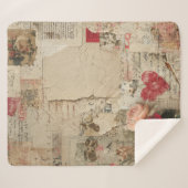 Vintage Romantische Roos Collage (4) Sherpa Deken (Voorkant (horizontaal))