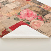 Vintage Romantische Roos Collage (5) Sherpa Deken (3/4)