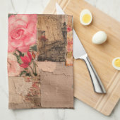 Vintage Romantische Roos Collage (5) Theedoek (Quarter Fold)