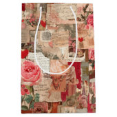 Vintage Romantische Roos Collage (7) Medium Cadeauzakje (Voorkant)