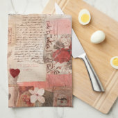 Vintage Romantische Rozen Collage (3) Theedoek (Quarter Fold)