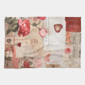 Vintage Romantische Rozen Collage (3) Theedoek (Horizontaal)