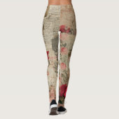Vintage Romantische Rozen Collage (4) Leggings (Achterkant)