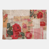 Vintage Romantische Rozen Collage (6) Theedoek (Horizontaal)