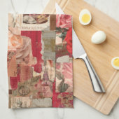 Vintage Romantische Rozen Collage (7) Theedoek (Quarter Fold)