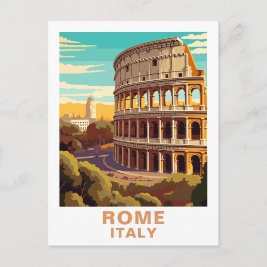 Vintage Rome Colosseum Italy Travel Briefkaart (Voorkant)
