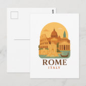 Vintage Rome Colosseum & Pantheon Postcard Briefkaart (Voorkant / Achterkant)