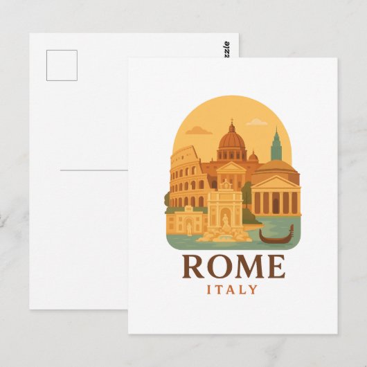 Vintage Rome Colosseum & Pantheon Postcard Briefkaart (Voorkant / Achterkant)
