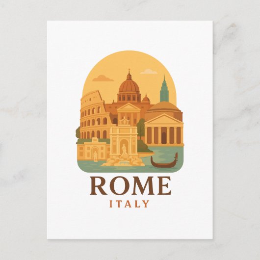 Vintage Rome Colosseum & Pantheon Postcard Briefkaart (Voorkant)