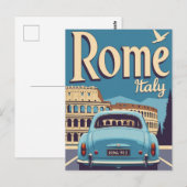 Vintage Rome Italy Travel Poster Colosseum Briefkaart (Voorkant / Achterkant)