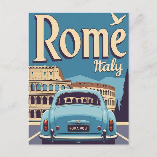 Vintage Rome Italy Travel Poster Colosseum Briefkaart (Voorkant)