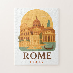 Vintage Rome Puzzel – Colosseum & Pantheon Retro