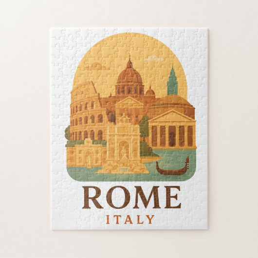 Vintage Rome Puzzle – Colosseum & Pantheon Retro  Legpuzzel (Verticaal)