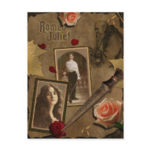 Vintage Romeo en Juliet Scrapbook Briefkaart