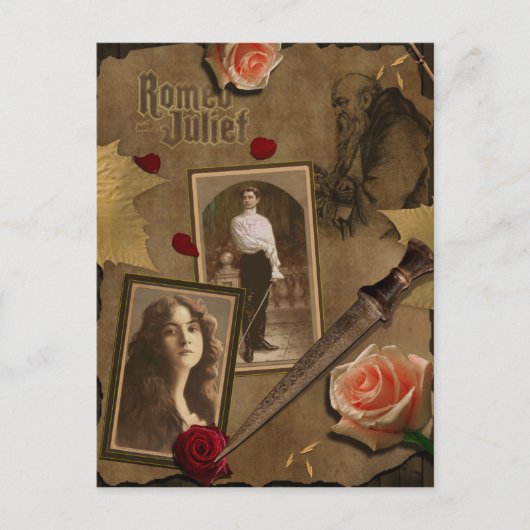 Vintage Romeo en Juliet Scrapbook Briefkaart (Voorkant)