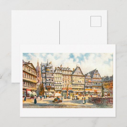 Vintage Römerberg in Frankfurt, Germany Briefkaart (Voorkant / Achterkant)