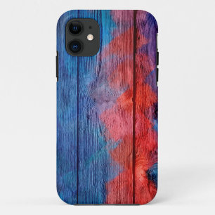 Vintage rood en blauw hout Case-Mate iPhone case