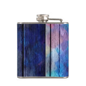 Vintage rood en blauw hout heupfles (Achterkant)