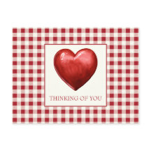 Vintage rood en crèmekleurig gingham met hart
