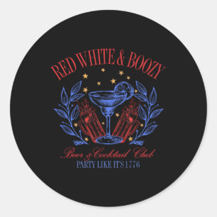 Vintage Rood Wit En Sterke Staart Grappige Club 4e Ronde Sticker