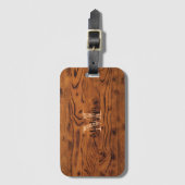 Vintage roodbruine verbrande houten monogram bagagelabel (Voorkant (verticaal))