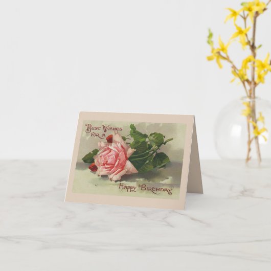 Vintage roos 1890 verjaart wenskaart kaart (Gele Bloem)