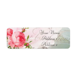 Vintage Roos Adresetiketten Etiket