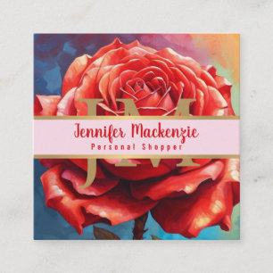 Vintage Roos AI Gegenereerd Bloemendesign Vierkante Visitekaartje