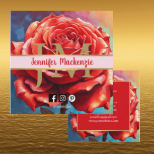 Vintage Roos AI Gegenereerd Bloemendesign Vierkante Visitekaartje