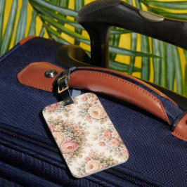 Vintage Roos Bloemmotief | Elegante Pastel  Bagagelabel