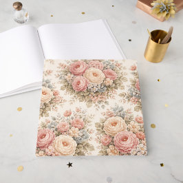 Vintage Roos Bloemmotief | Elegante Pastel  Gastenboek