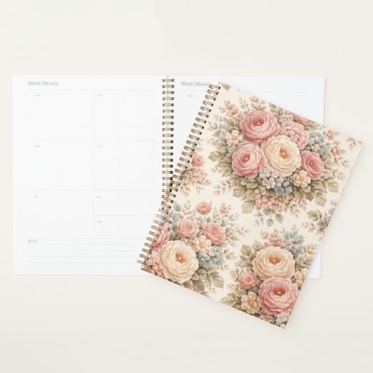 Vintage Roos Bloemmotief | Elegante Pastel Planner (Display)