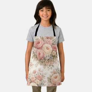 Vintage Roos Bloemmotief Elegante Pastel Schort