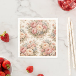 Vintage Roos Bloemmotief | Elegante Pastel  Servet