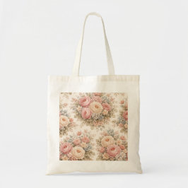 Vintage Roos Bloemmotief | Elegante Pastel  Tote Bag