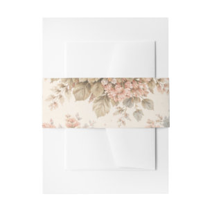 Vintage Roos Bloemmotief Elegante Pastel Uitnodigingen Wikkel