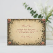 Vintage Roos Botanisch Bedankkaart (Staand voorkant)