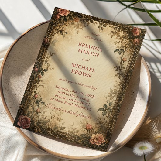Vintage Roos Botanisch Save The Date