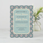 Vintage Roos Bridal Shower Invitation Kaart (Staand voorkant)