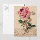 Vintage Roos Briefkaarten (Voorkant / Achterkant)