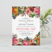 Vintage Roos Floral Wedding Kaart (Staand voorkant)