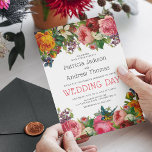Vintage Roos Floral Wedding Kaart<br><div class="desc">stijl huwelijksuitnodiging met een gedurfde florale roos display en bruiloft sjabloon die is gemakkelijk te personaliseren.</div>